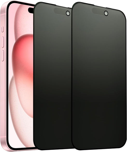2 Pack Compatible with iPhone 15 Matte Privacy Screen Protector 6.1 Inches, Anti-spy Anti-glare Eye Protection Scratch Resistant Tempered Glass Fi...