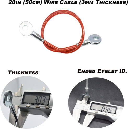 10 pcs 20 inch (50cm) 3mm Thickness Galvanized Steel Wire Cable Eyelets Ended Short Rope Lanyard Safety Tether Chain Lock with Vinyl Coated Cover ...