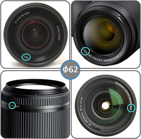 62mm Snap-On Lens Cap for Nikon Nikkor Z 50-250mm/85mm F1.8D/105mm F2.8G 60mm F2.8 Lens for Z50, for Sony RX10 CX900E AX100E E18-200LE II E10-8 Le...