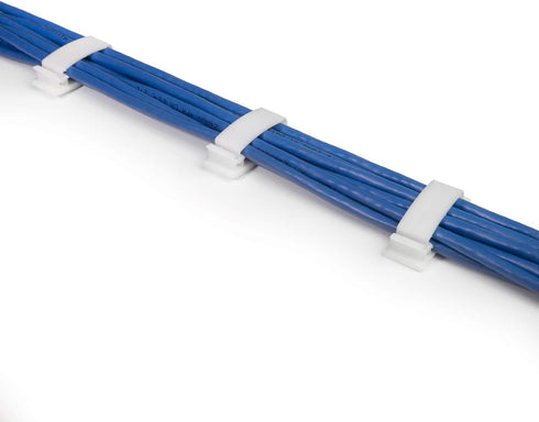 Cable Clips 3M Adhesive, Multipurpose Wire Clamps for Cable Management and Cable Runs - 50 Pack White Bundled with 10 Reusable Cable Ties...