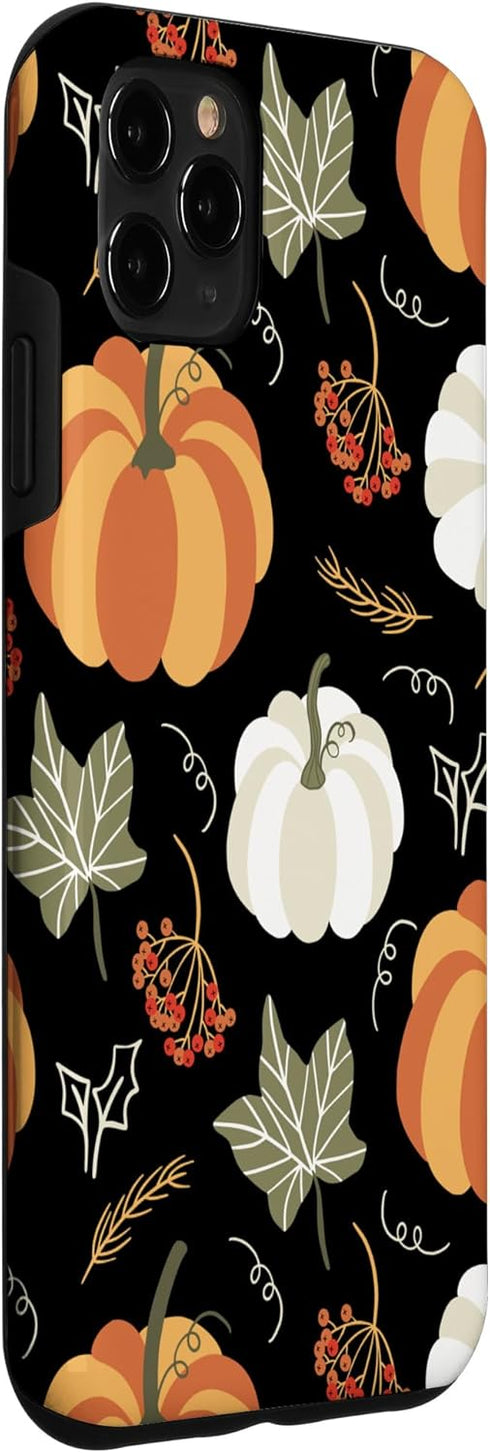 iPhone 11 Pro Max Autumn falling leaves and pumpkin spice harvest happy fall Case...