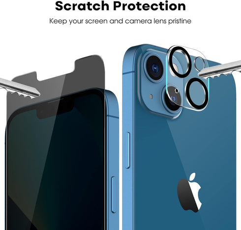 JETech Privacy Screen Protector for iPhone 13 6.1-Inch with Camera Lens Protector, Anti-Spy Tempered Glass Film, Easy Installation Tool, 2-Pack Ea...