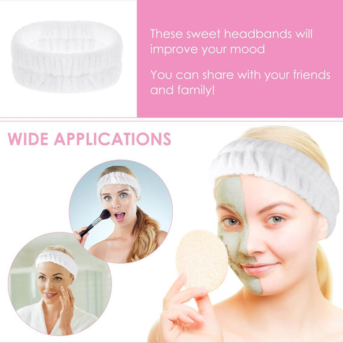 Spa Facial Headband, Makeup Headbands Terry Cloth Hair Band for Washing Face Yoga Sports Shower Skincare Elastic Head Band Wrap for Girls and Wome...
