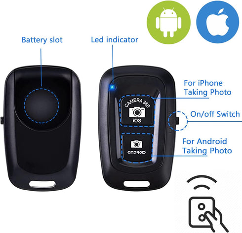 Wireless Camera Remote Control (2 Pack), Wireless Remote for iPhone & Android Phones iPad iPod Tablet, Clicker for Photos & Videos...