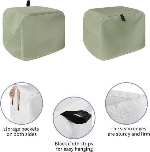 Toaster Cover 2 Slice, Soild Color Sage Green Bread Maker Cover Toaster Dust Cover with Pockets, Dust-Proof Cover for Kitchen Small Appliance 12x7...