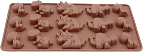 Candy Chocolate Silicone Mold Baking Tray Pan Dinosaur Dino Animal-Themed Shape TREX Non-Stick Food-Grade for Homemade Kids DIY Treats Ice-pops Fr...