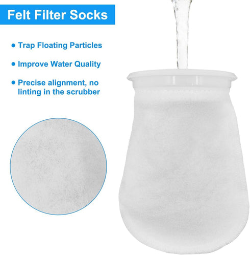 2Pcs 4 Inch Ring Filter Socks 200 Micron, Aquarium Felt Socks, Aquarium Filter Bags for Freshwater Saltwater Aquariums Fish Tank, Sump Filter Sock...