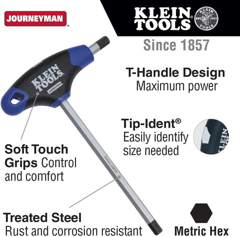 Klein Tools JTH9M4 4 mm Hex Key with Journeyman T-Handle, 9-Inch...