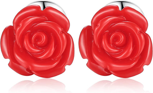 HONEY BEAR Cufflinks for Men Red Rose Flowe rfor Shirt Wedding Gift...