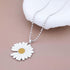 Bohemia Long Daisy Pendant Necklace Enamel Flower Necklace White Daisy Chain Necklace Silver Ball Chain Necklace Large Sunflower Necklace Jewelry ...