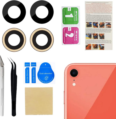 2 Set OEM Back Rear Camera Glass Lens Replacement for iPhone XR with Adhesive Preinstalled Includes Repair Tools Set...