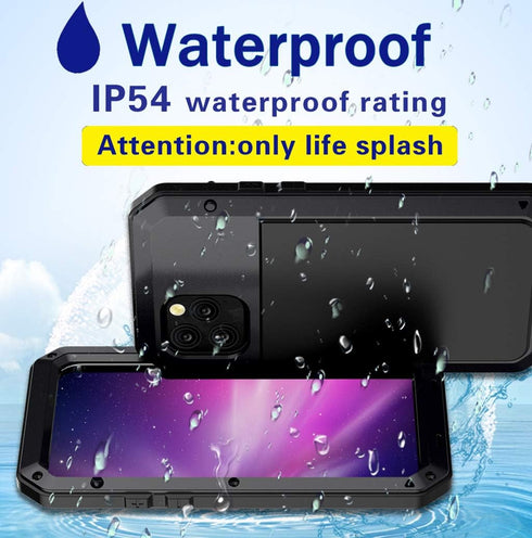 iPhone 11 Case, Aluminum Metal Case with Silicone Frame - Water Resistant Shockproof Heavy Duty Tempered Glass Screen Protector Dual Layer Protect...