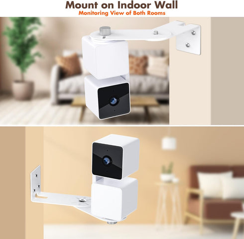 2Pack Metal Corner Wall Mount Bracket for Wyze Cam Pan V3/V2, Wyze Cam V4/V3/V2, Max Cover Both Sides of The House 300 Degrees Reduce Blind Spots,...