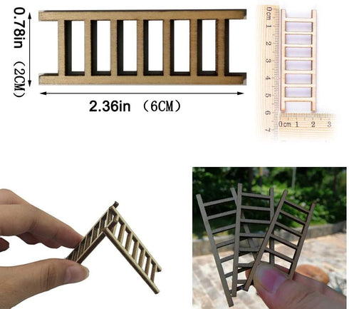 Tophappy Mini Ladders Fairy Garden Accessories,Wood Step Ladder Set Micro Landscape Accessories for DIY Dollhouse Décor (10pcs ladder)...