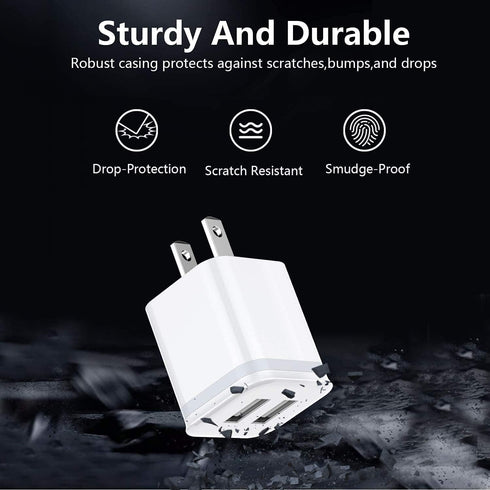 USB Wall Charger, LUOATIP 3-Pack 2.1A/5V Dual Port USB Cube Power Adapter Charger Plug Block Charging Box Brick for iPhone 13 12 11 Pro Max SE XS ...