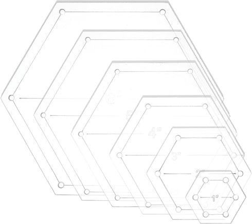 BENECREAT 6Pcs Hexagon Quilting Template Transparent Pressure Plate(Hole: 3mm) with 6 Mixed Size...