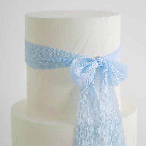 HUIHUANG Crinkle Silk Ribbon Baby Blue Silk Chiffon Ribbon 1-1/2 inch x 5 Yards Rustic Blue Silk Ribbon for Baby Shower Decor Wedding Bridal Bouqu...