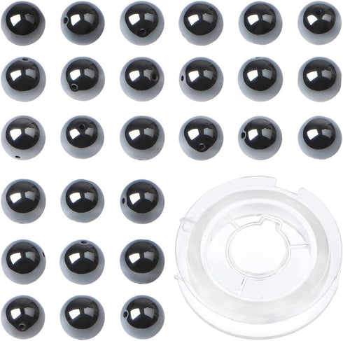 Bymitel 8mm Natural Hematite Metallic Round Beads Gemstones Genuine with 140pcs DIY Jewelry Making Unisex (8mm 140pcs, Hematite)...