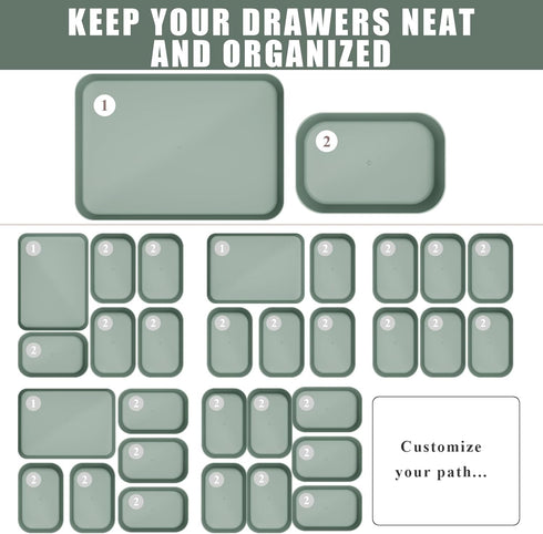 Famhap 9 PCS Plastic Drawer Organizer Set, Desk Drawer Divider Organizer Trays, Vanity Storage Bins for Makeup, Jewelry, Utensils, Gadgets for Kit...