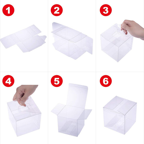 Clear Candy Apple Boxes with Hole 4"x 4"x 4" Transparent Favor Boxes Set of 20 Food-Grade Treat Box for Caramel Apples Cake Pops Cookies Chocolate...