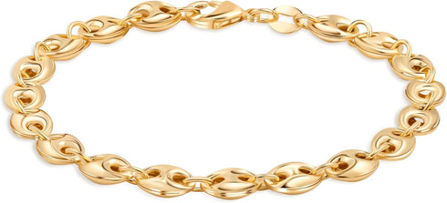 Barzel 18K Gold Plated Puff Mariner Bracelet, 7.5 Inches - Made In Brazil...