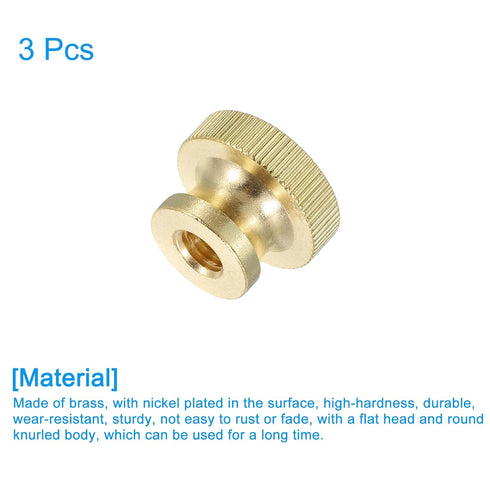 uxcell Knurled Thumb Nuts, 3Pcs M8 x D23mm x H16mm Brass High Head Through Hole with Collar High Head Through Hole Round Knobs Fasteners for 3D Pr...
