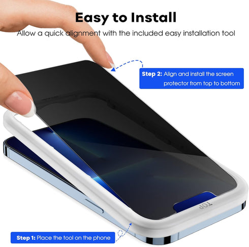 JETech Privacy Screen Protector for iPhone 13 Pro Max 6.7-Inch with Camera Lens Protector, Anti-Spy Tempered Glass Film, Easy Installation Tool, 2...