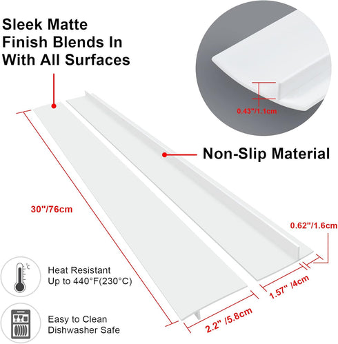 Silicone Stove Counter Gap Cover (2 Pack),Easy Clean Heat Resistant Wide & Long Kitchen Stove Gap Filler,Seals Spills Between Counters, Oven, Stov...