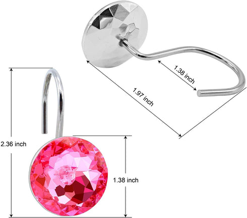 BEAVO Acrylic Fashion Decorative Home Rolling Shower Curtain Hooks Rhinestones Bathroom Bath Baby Room Bedroom Living Room Decor Set of 12 Rings (...