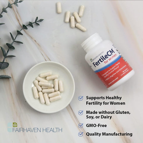 Fairhaven Health FertileCM Fertility Supplement for Women, Capsules - Fertile Cervical Mucus, Ovulation Cycle, includes L-Arginine, N-Acetyl-Cyste...