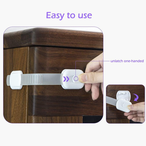 Socub 12 pack Child Safety Cabinets Strap Locks, Multi Use Latch with Strong Adhesive Pads, for Cabinets, Drawers, Oven, Toilet Seat, Fridge...