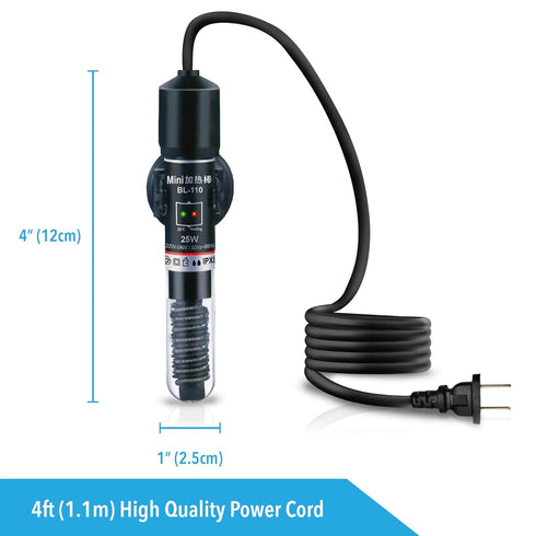 JOR Submersible Betta Heater with Sticker Thermometer for Aquarium & Frog Terrarium, Homebrewing, Aquaponics & Seed Germination (25 Watts)...