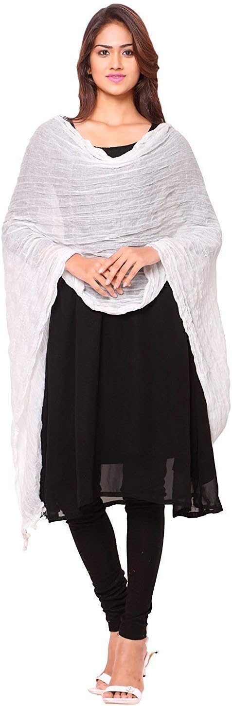 Stylesindia Cotton Solid Colors Women Dupatta scarves Shawl (White)...