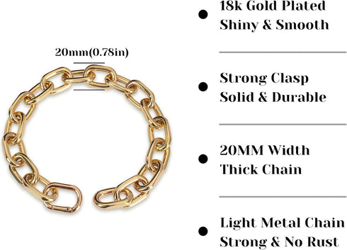 18K Gold Plated Long Link Dog Necklace - Light Metal Chain Fashion Necklace Collar for Small Medium Dogs - 5MM Width Light Metal Chain Pet Necklac...