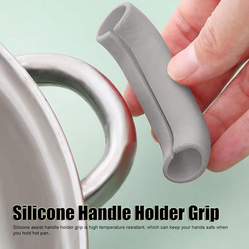 2 Pieces Silicone Hot Handle Holder, Non Slip Pot Holders Cover Assist Hot Pan Handle Rubber Heat Resistant Pot Sleeve Grip Cookware Handle for Fr...