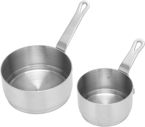 2pcs Sauce Cup 304 Stainless Steel Stackable Handle Design Mini Sauce Pan for Banquet Outdoor Picnic,Ramekin Dipping Sauce Seasoning Bowls with Ha...