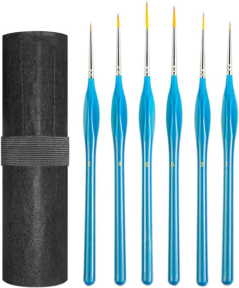 BOSOBO Miniature Paint Brushes Detail Set, 6 Pcs Fine Tipped Small Artist Paintbrushes for Acrylic Oil Watercolor Painting, Rock, Micro Model, Nai...