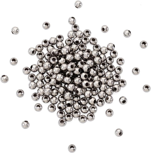 MegaPet 1000pcs 5mm Metal Spacer Beads 304 Stainless Steel Smooth Round Rondelle Loose Beads for DIY Bracelet Necklace Jewelry Making Crafting wit...