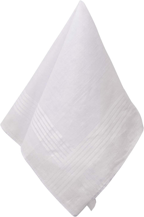 Perry Ellis 12 Pack Handkerchief (100% Cotton White with Satin Border, 16" x 16")...