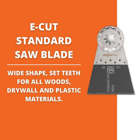 Fein StarLock Plus E-Cut Standard Oscillating Saw Blade - Wide Shape 2-1/2" Width for All Wood, Drywall and Plastics - Fits Most Multitools - 6350...