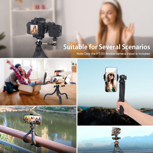 Koolehaoda Mini Tripod Stand, 3 in 1 Flexible Tripod for iPhone Camera, Octopus Tripod with 1/4'' Screw Hidden Phone Holder & Cold Shoe for GoPro ...