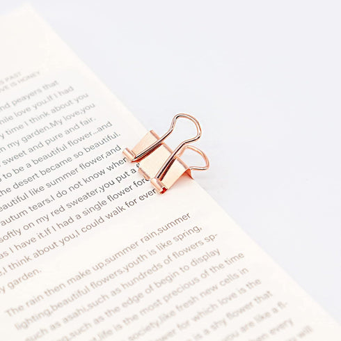 Rose Gold Binder Clips, Mini Paper Clip, Small Paper Clamps 15mm (5/8 inch), 100 Pack Micro Size Office Clips for Home School and Business (Rose G...