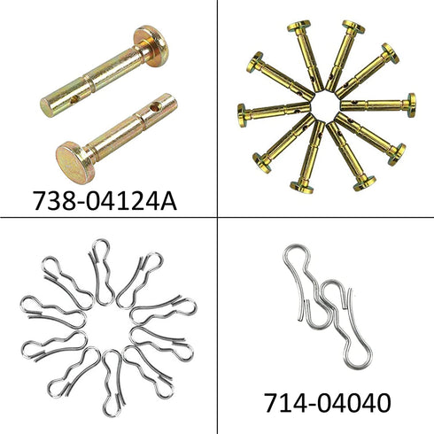 Neryera(10 Pack) Package 10 Pieces of 738-04124 Shear pins and 714-04040 Cotter pins for Cub Cadet MTD Troy Bilt Snow Throwers...
