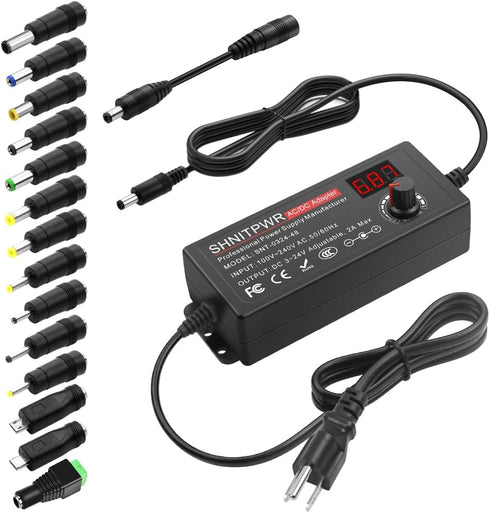 SHNITPWR Universal AC to DC Adapter 3V ~ 24V 2A 48W Switching Power Supply 3V 5V 6V 9V 12V 15V 18V 19V 20V 24V 1A 1.5A 2 Amps Adjustable AC/DC Con...