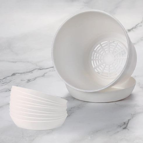 TDHDIKE 10 Pcs Plastic Planters Indoor Flower Plant Pots, Mini Flower Seedlings Nursery Pot/Planter/Flower Pot with Pallet, Modern Decorative Gard...