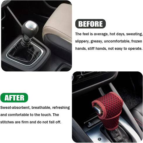 Car Gear Shift Knob Cover, Automotive Manual Stick Shifting Handle Gear Shift Knob Protector, Vehicle Decoration Accessories for Man Woman, Univer...