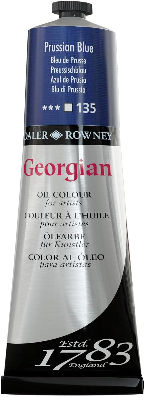 Daler Rowney Georgian Oil Paint Prussian Blue 225ml Tube - Art Paints for Canvas Paper and More - Oil Painting Supplies for Artists and Students -...