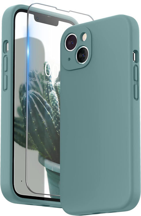 SURPHY Compatible with iPhone 13 Case with Screen Protector, (Camera Protection & Soft Microfiber Lining) Liquid Silicone Phone Case 6.1 inch 2021...