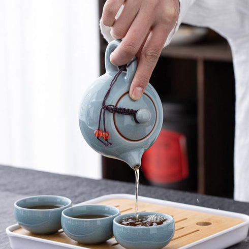 Amosfun Ceramic Teapot Small Porcelain Teapot Chinese Kungfu Tea Pot Blooming Loose Leaf Teapot Boiling Hot Water Teakettle for Tea Coffee Milk...