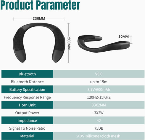 Yoidesu Neckband Portable Bluetooth Speakers, Bluetooth 5.3 Wearable Speaker, Hands Calling, 3D Stereo Surround Sound, Lightweight Outdoor Sound B...